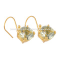 Natural Green Amethyst Gemstone com prata esterlina 925 e 18K Gold Vermeil Jewelry